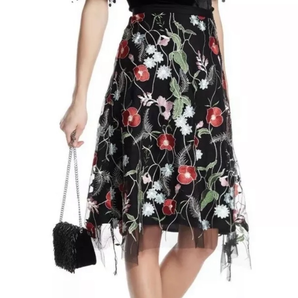 Anthropologie Eva Franco Poppy Embroidered Skirt Sz 6